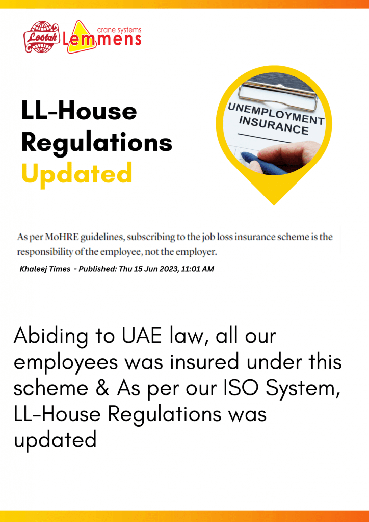 Unemployment Insurance, Lootah Lemmens LLC, EOT crane manufacturer in Dubai